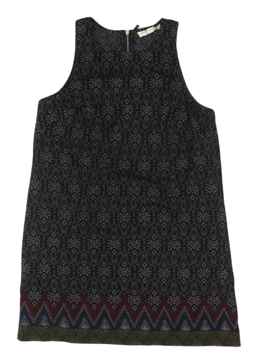 Living Doll Black Geometric Knit Shift Dress M