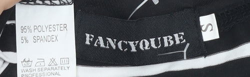 FANCYQUBE Women's Black Striped Bodycon Dress S