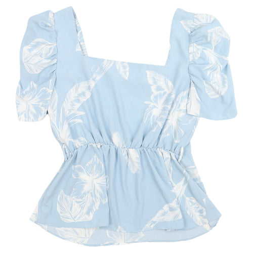 River Island Women's Blue Floral Cropped Blouse, Size 14