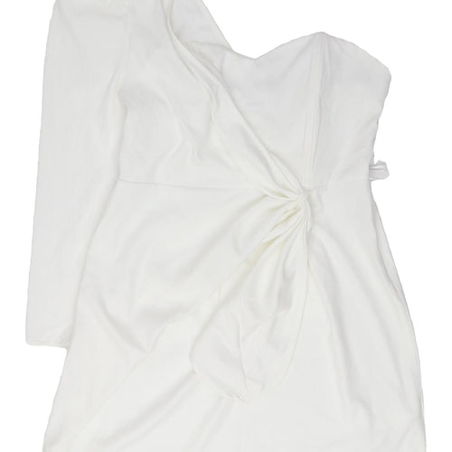 Missguided Women's White One Shoulder Dress - Size 16