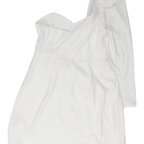 Missguided Women's White One Shoulder Dress - Size 16