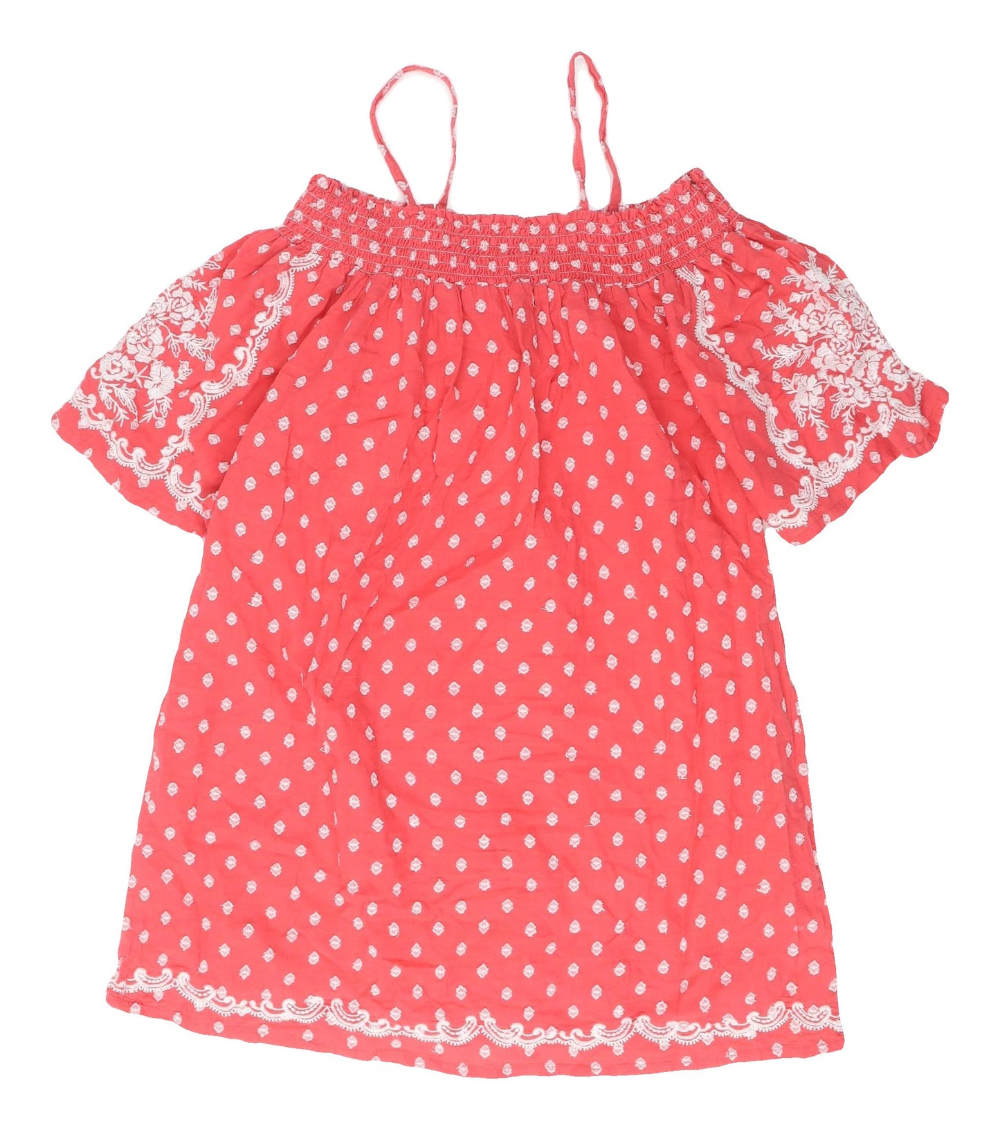 Topshop Women's Pink Polka Dot Bohemian Dress
