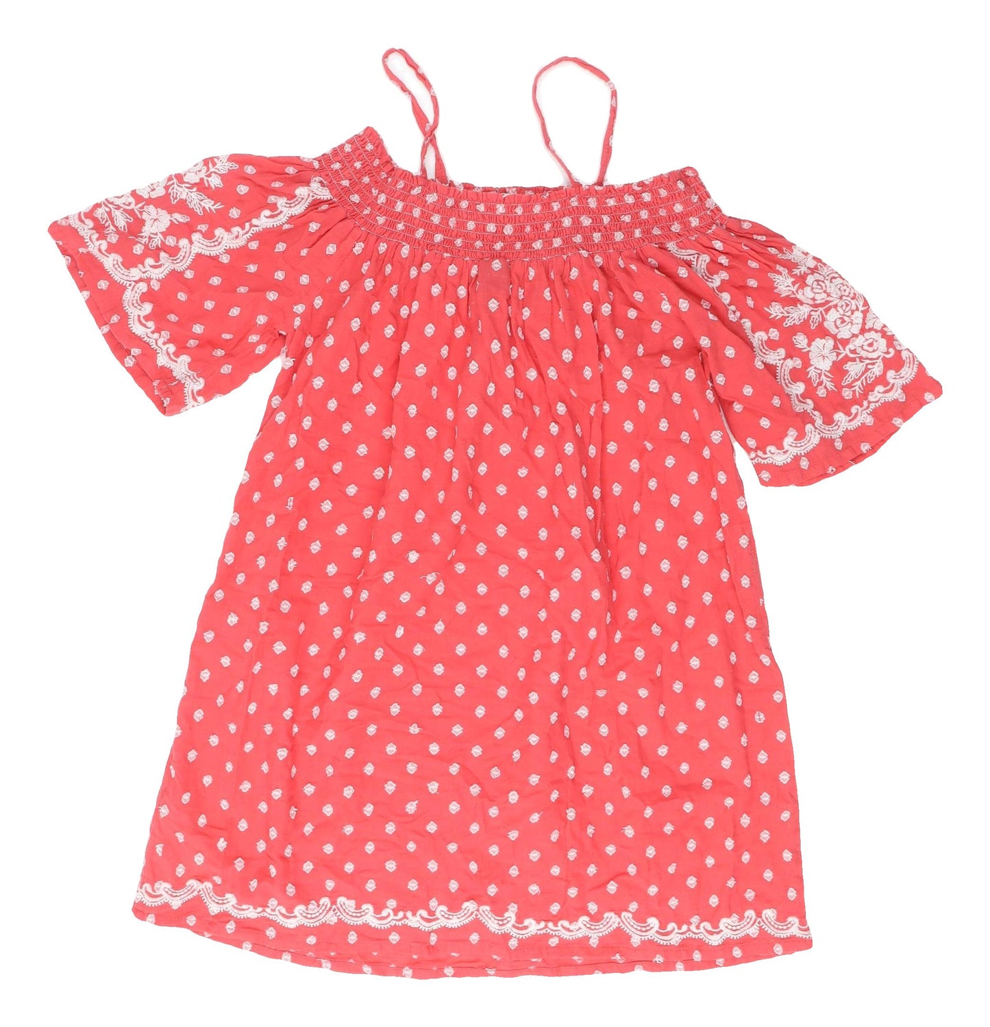 Topshop Women's Pink Polka Dot Bohemian Dress