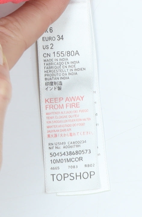 Topshop Women's Pink Polka Dot Bohemian Dress