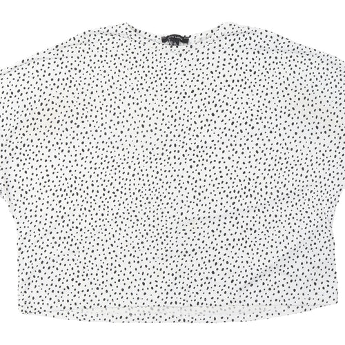 New Look Women's White Polka Dot Blouse Size 8 Basic