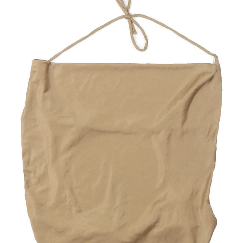 Pull & Bear Women's Beige Halter Blouse, Size S, Basic Style