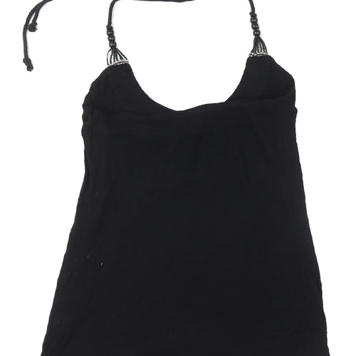Melrose Women's Black Beaded Halter Tank Top Size 12