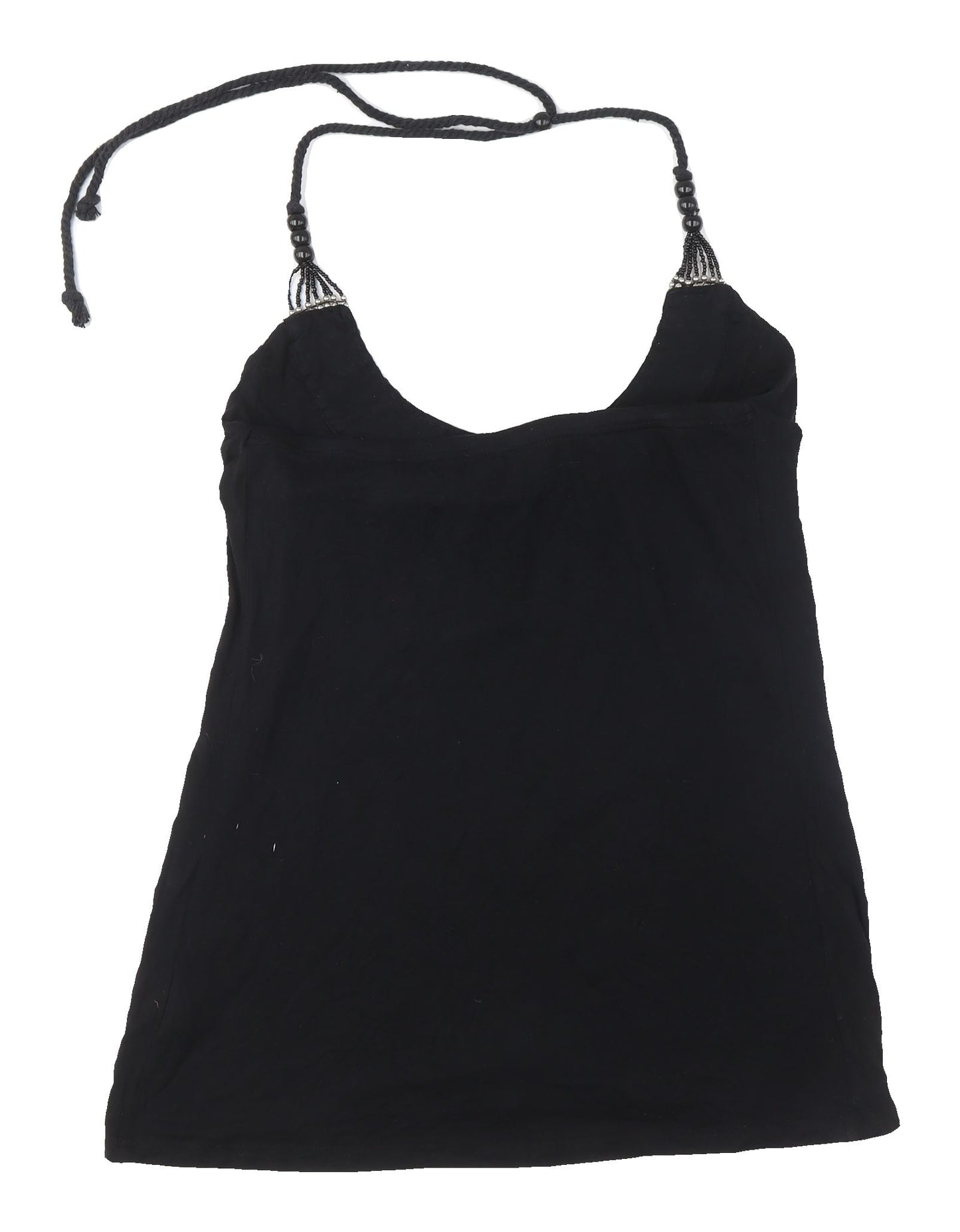 Melrose Women's Black Beaded Halter Tank Top Size 12