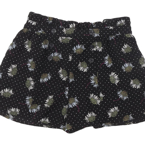 Topshop Women's Black Floral Paperbag Shorts Size 12