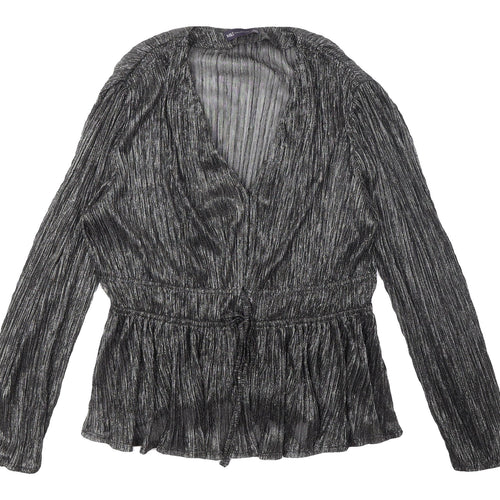 Marks & Spencer Silver V-Neck Blouse 14 Party Wear