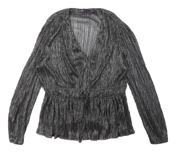 Marks & Spencer Silver V-Neck Blouse 14 Party Wear