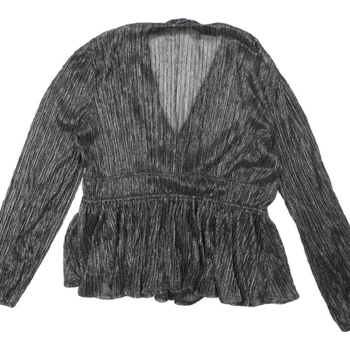 Marks & Spencer Silver V-Neck Blouse 14 Party Wear