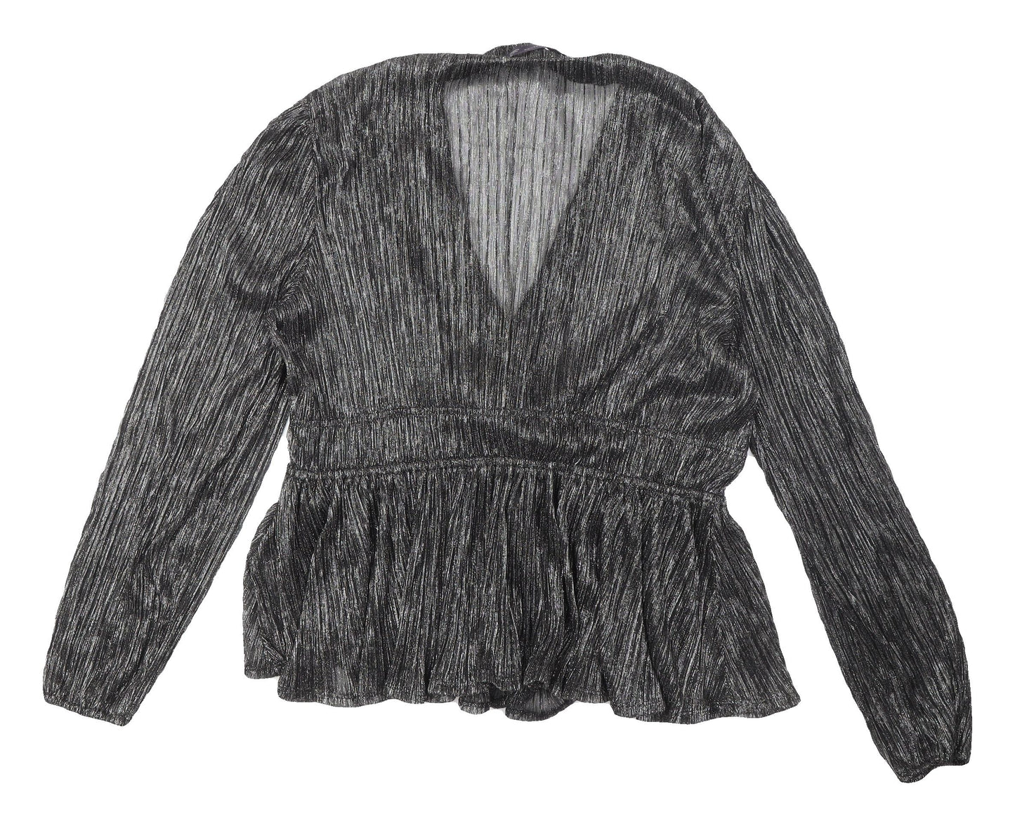 Marks & Spencer Silver V-Neck Blouse 14 Party Wear