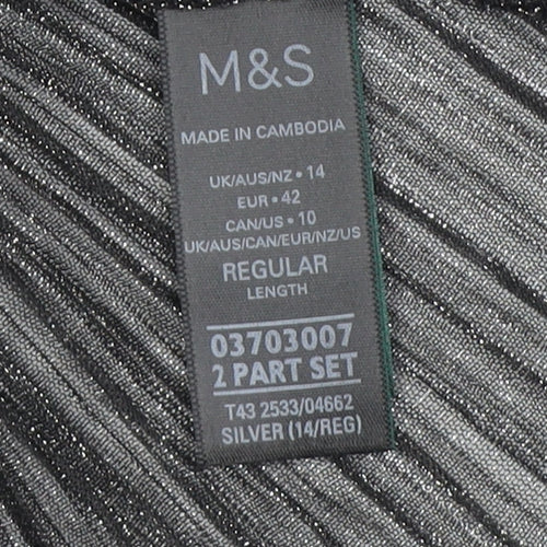 Marks & Spencer Silver V-Neck Blouse 14 Party Wear