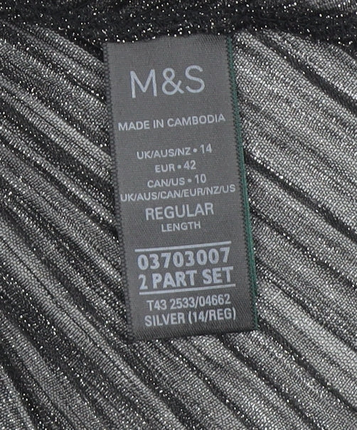 Marks & Spencer Silver V-Neck Blouse 14 Party Wear