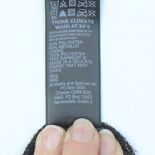 Marks & Spencer Silver V-Neck Blouse 14 Party Wear