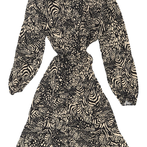 Wallis Women’s Black Animal Print Dress, Size 14