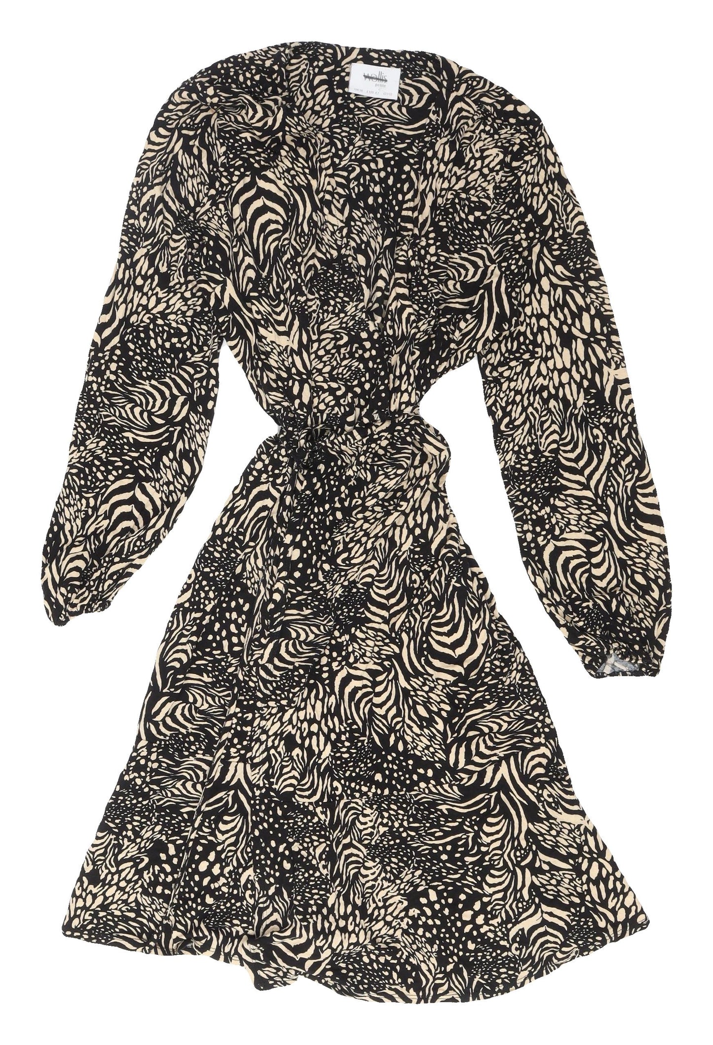 Wallis Women’s Black Animal Print Dress, Size 14