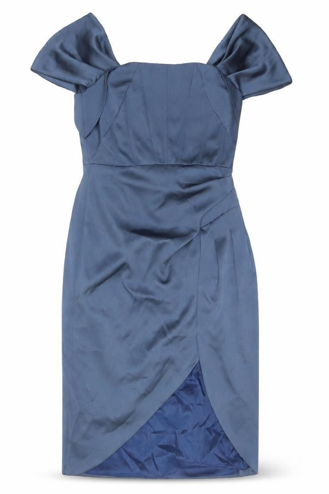 Front view of Coast Women’s Blue Sheath Dress, size UK 12