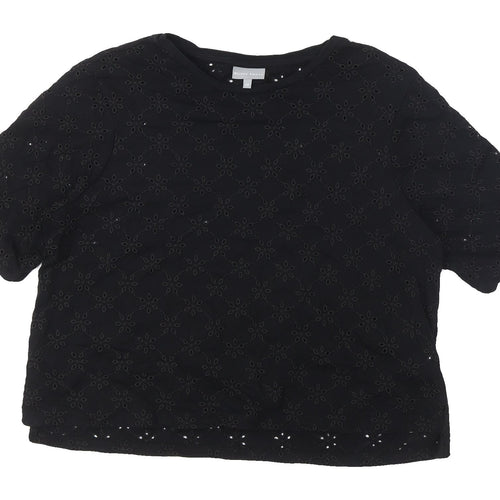 Oliver Bonas Women Black Cotton Top Size 12