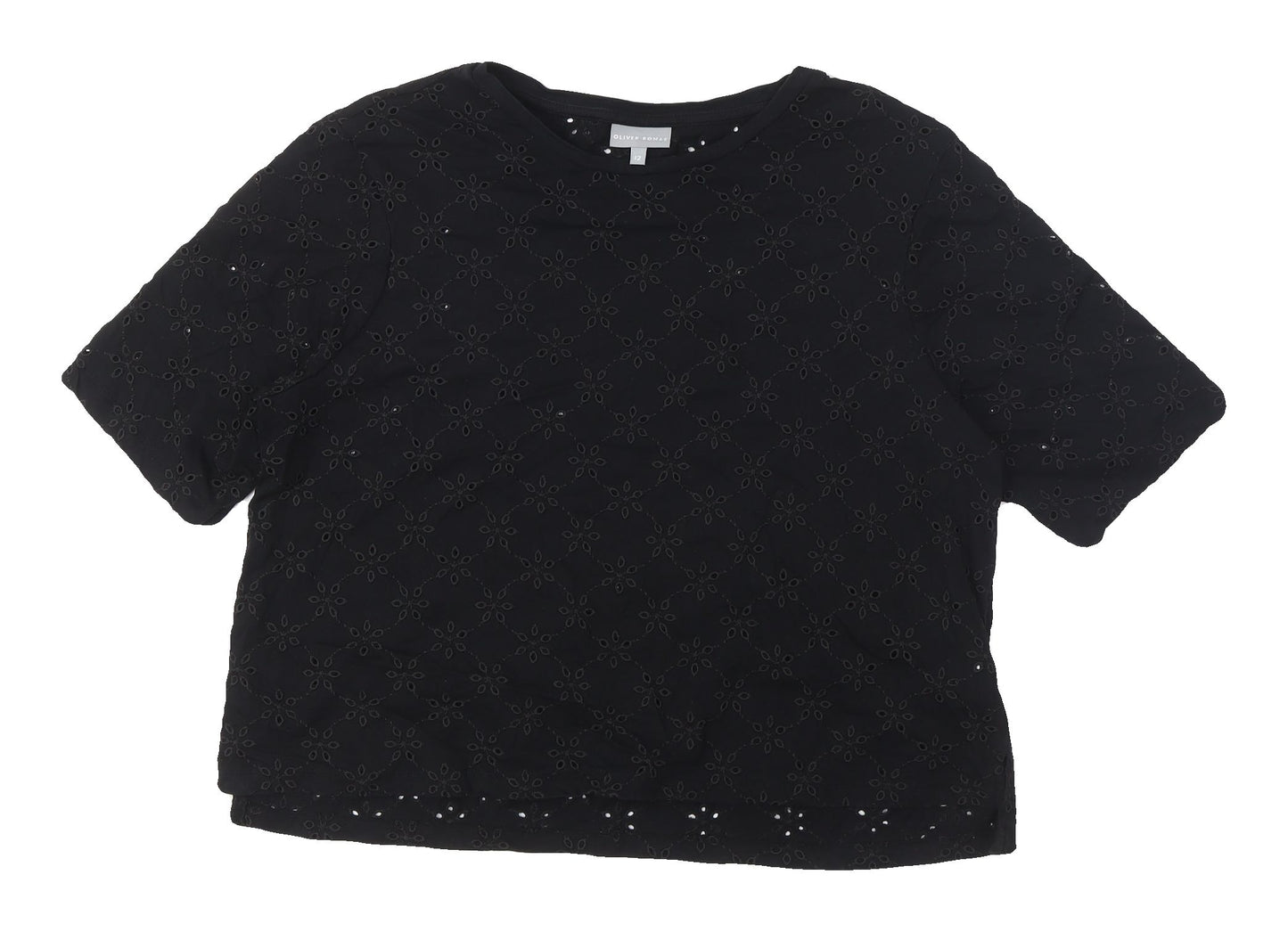 Oliver Bonas Women Black Cotton Top Size 12