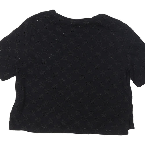 Oliver Bonas Women Black Cotton Top Size 12