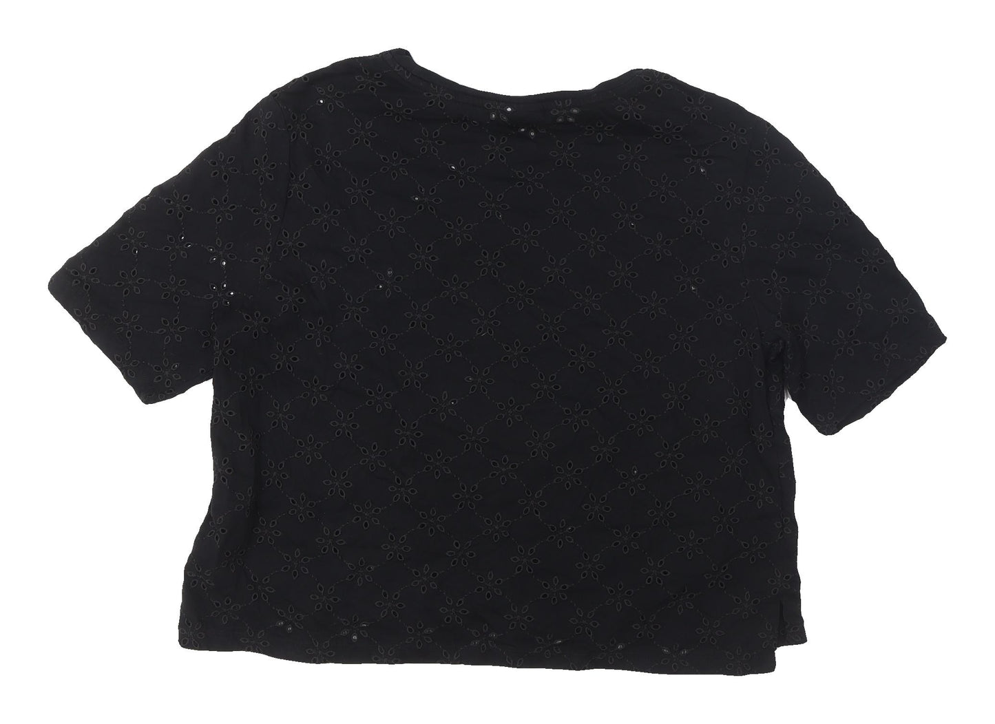 Oliver Bonas Women Black Cotton Top Size 12