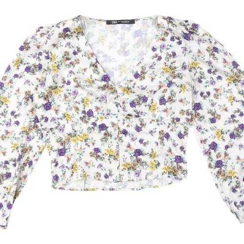 Zara Women's Multicoloured Floral Blouse M