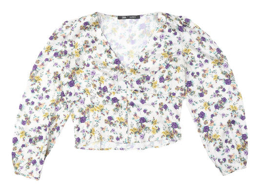 Zara Women's Multicoloured Floral Blouse M