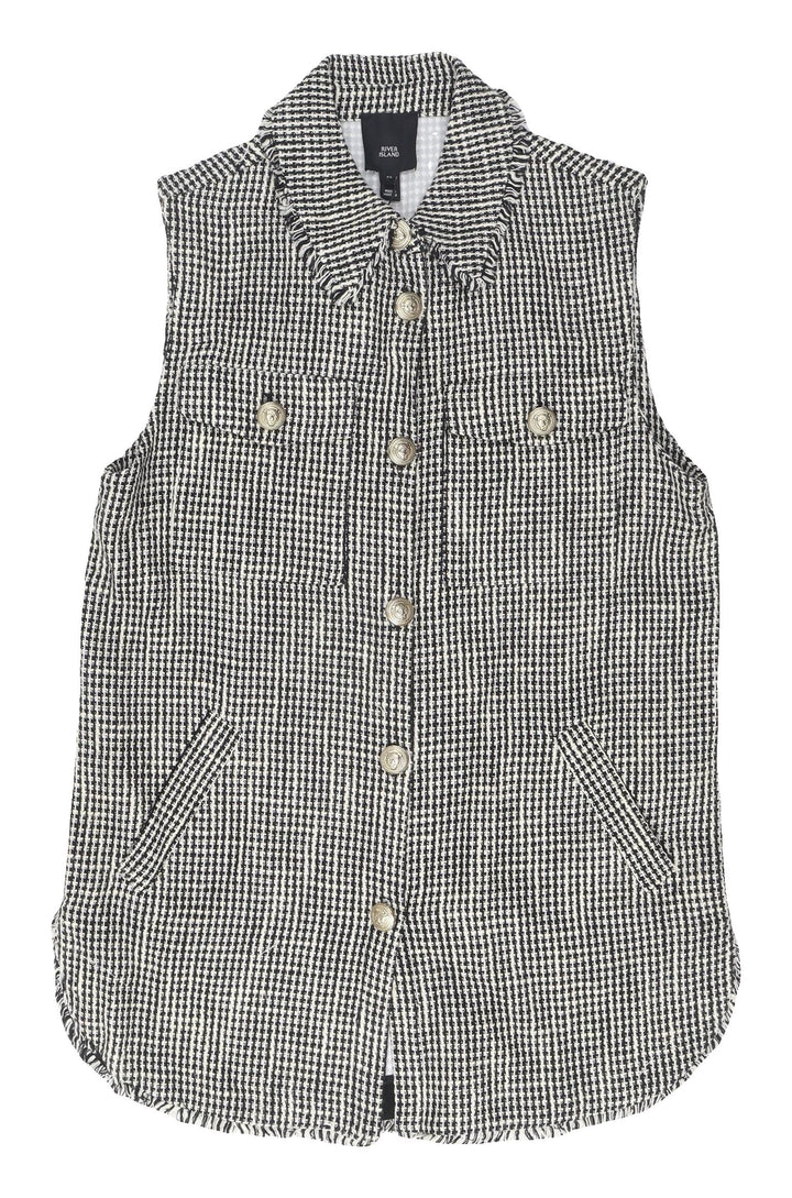 River Island Women's Black Check Waistcoat XS