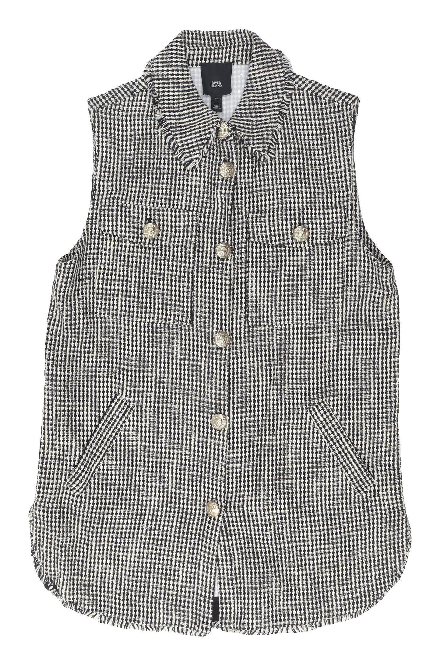 River Island Women's Black Check Waistcoat XS