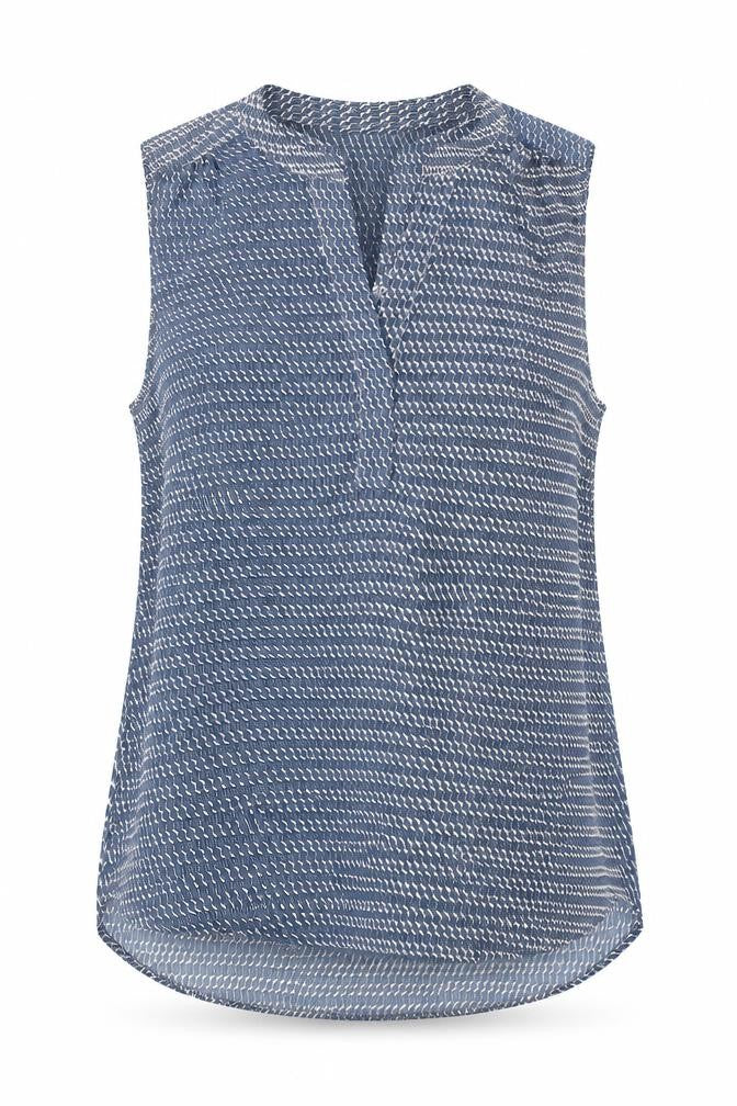 Front view of H&M Women's Blue Sleeveless Blouse, size 8