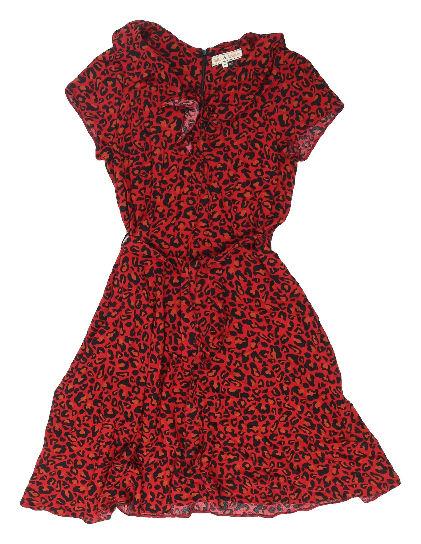 Billie & Blossom Women’s Red Animal Print A-Line Dress, Size 14