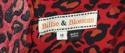 Billie & Blossom Women’s Red Animal Print A-Line Dress, Size 14