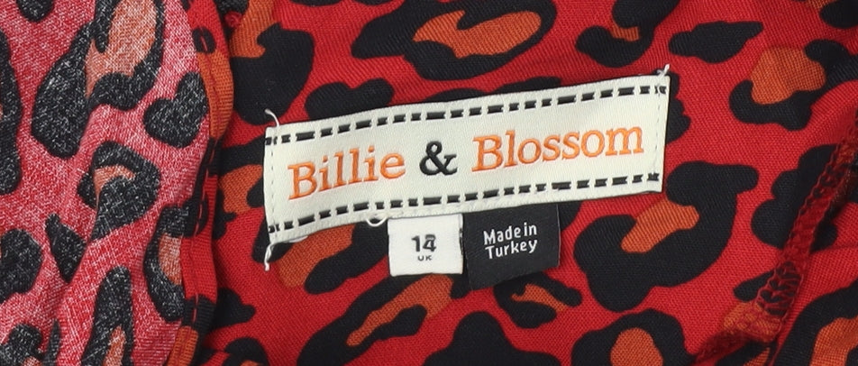 Billie & Blossom Women’s Red Animal Print A-Line Dress, Size 14