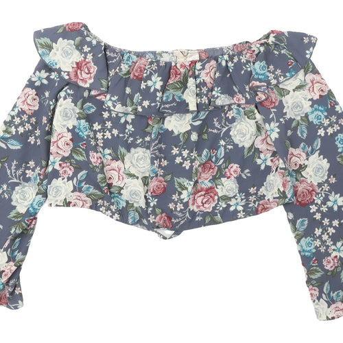 Divided Women's Floral Cropped Blouse, Multicoloured, Size 6