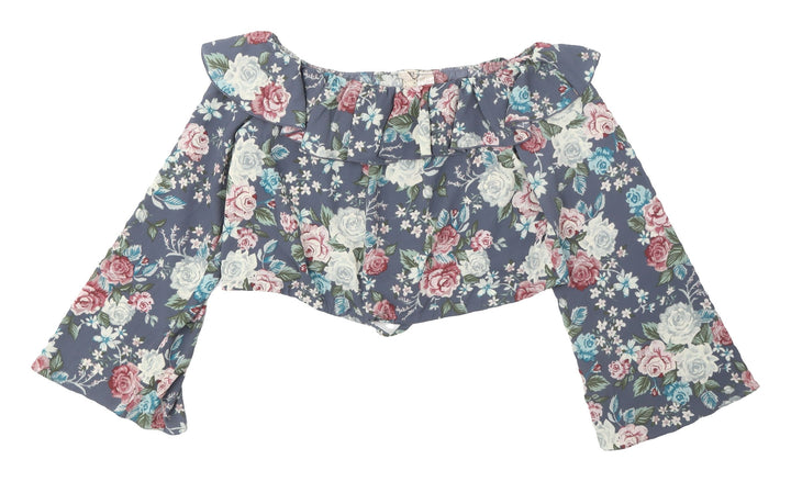 Divided Women's Floral Cropped Blouse, Multicoloured, Size 6