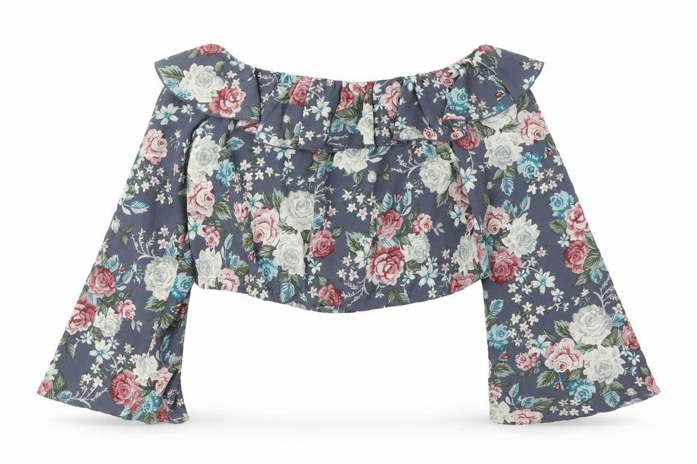 Front view of Divided Women's Floral Cropped Blouse, Multicoloured, size 6