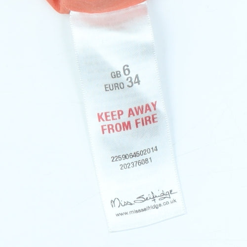 Miss Selfridge Women’s Orange Floral Slip Dress, Size 6, Summer