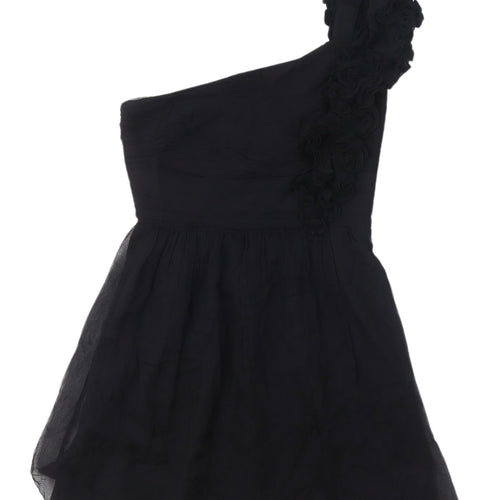 Mango Women's Black Silk A-Line Party Dress Size 6