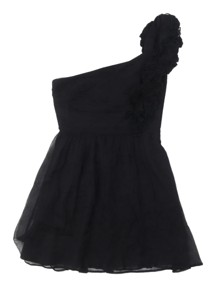 Mango Women's Black Silk A-Line Party Dress Size 6