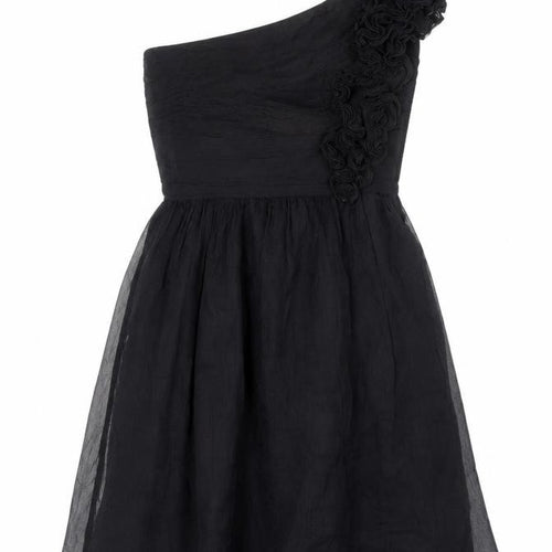 Mango Women's Black Silk A-Line Party Dress Size 6