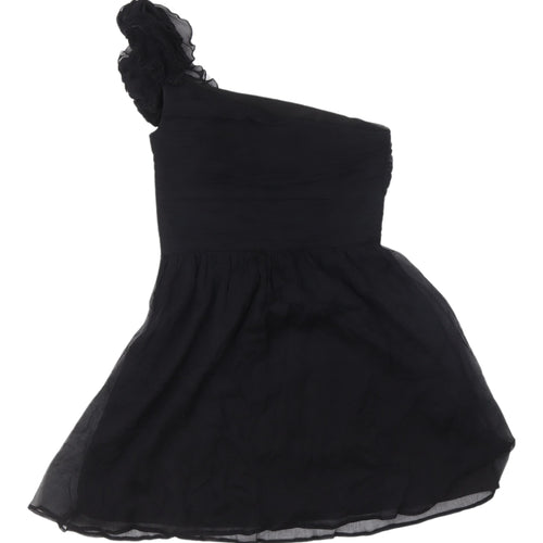 Mango Women's Black Silk A-Line Party Dress Size 6