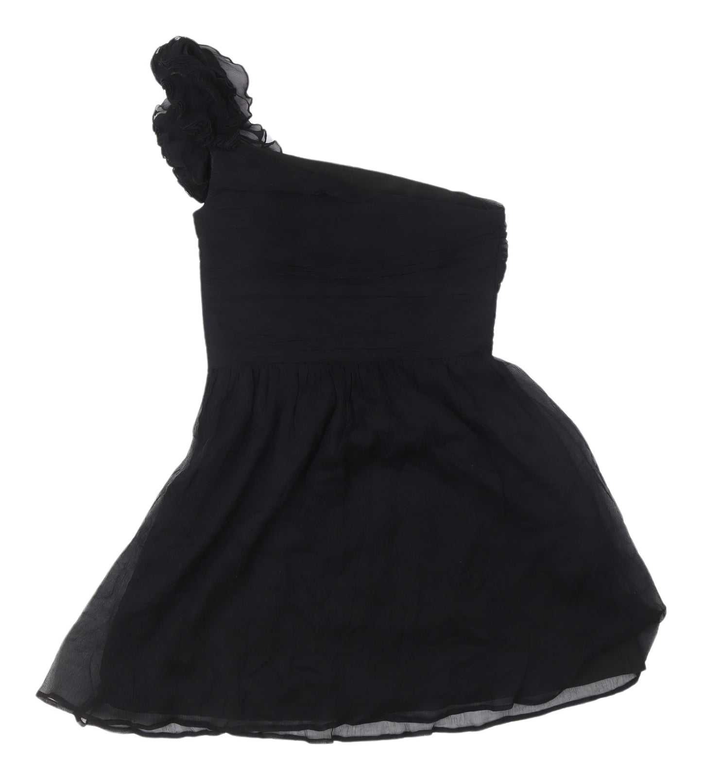 Mango Women's Black Silk A-Line Party Dress Size 6
