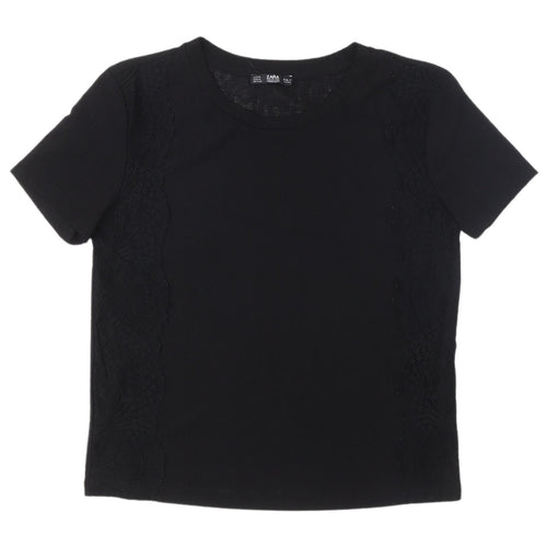 Zara Women's Black Crew Neck T-Shirt M Basic Short Sleeve