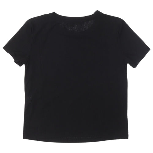 Zara Women's Black Crew Neck T-Shirt M Basic Short Sleeve