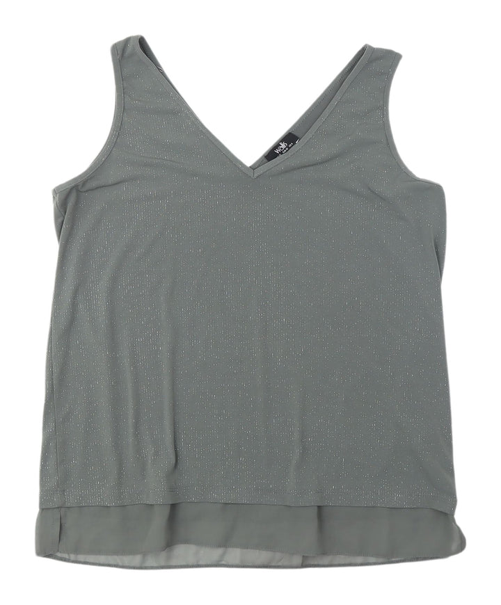 Wallis Women's Grey Sleeveless V-Neck Tank Top