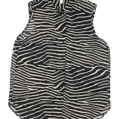 H&M Women's Zebra Print Sleeveless Button-Up Blouse UK 10