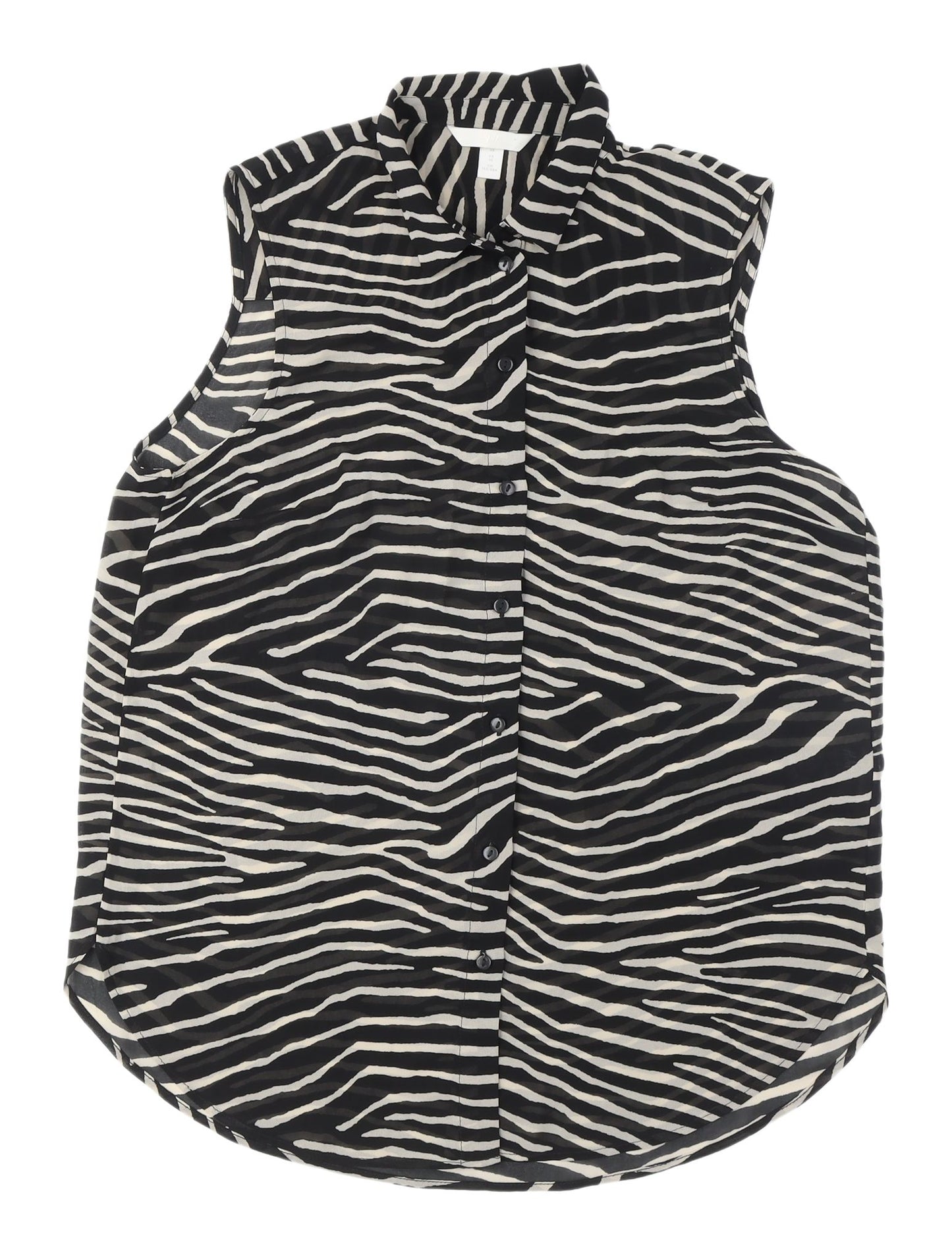H&M Women's Zebra Print Sleeveless Button-Up Blouse UK 10