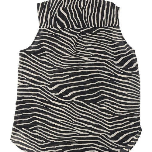 H&M Women's Zebra Print Sleeveless Button-Up Blouse UK 10